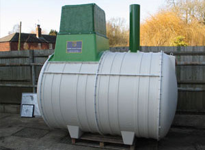 Large drainage tank with fence 